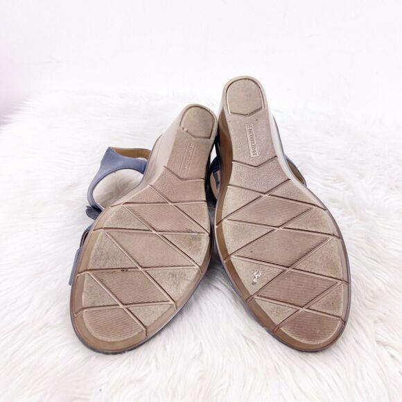 Naturalizer 9 N Womens Blue Leather Explorer Floral Detail Wedged Sandals - Picture 10 of 11